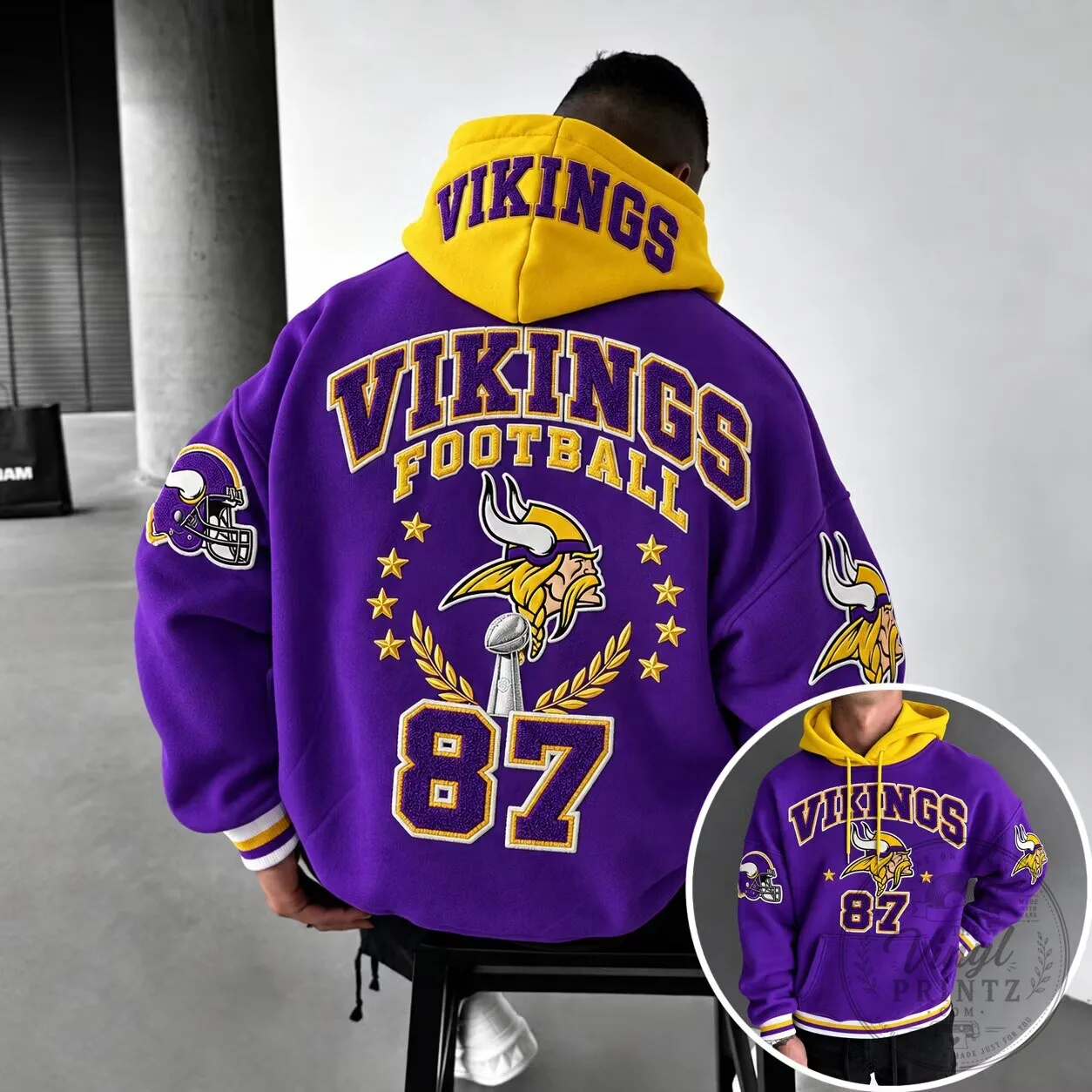 Minnesota Vikings Football Team Number 87 Purple Hoodie