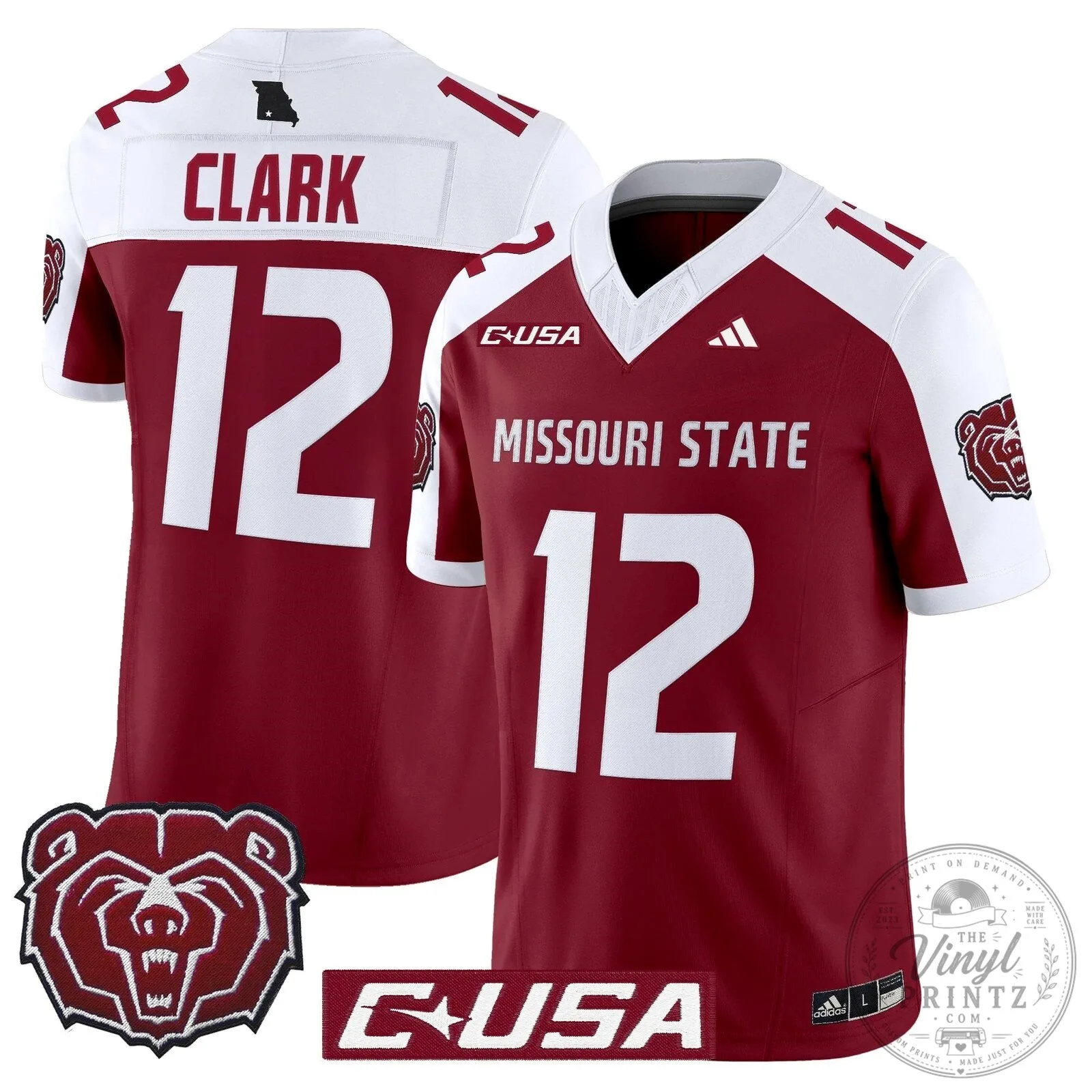 Missouri State Bears Clark 12 Football Jersey 68 Missouri State Bears Clark 12 Football Jersey