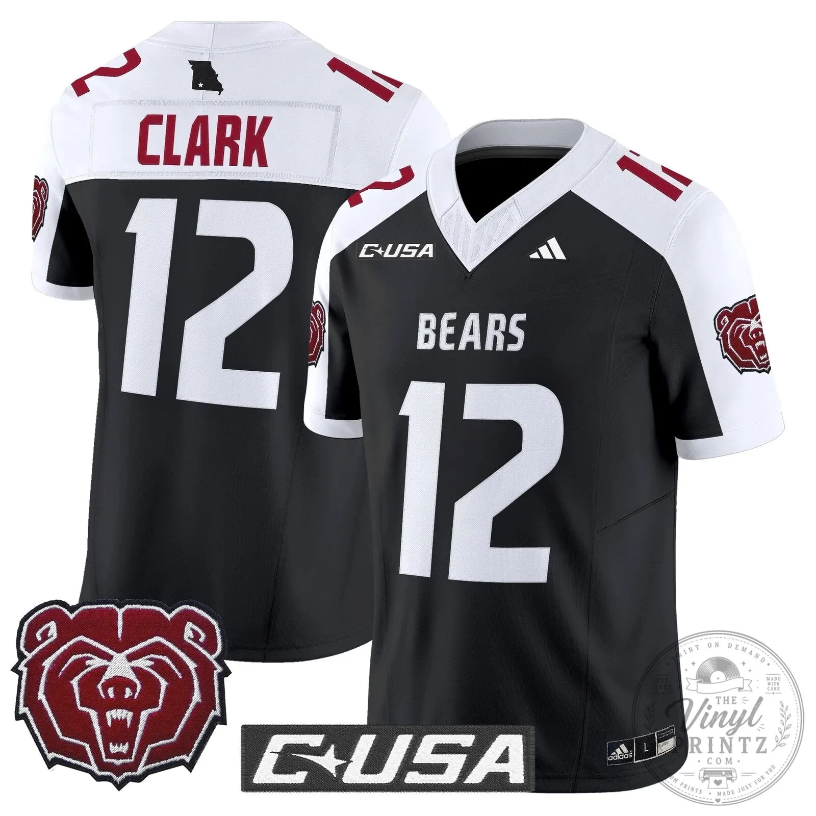 Missouri State Bears Clark 12 Football Jersey 76 Missouri State Bears Clark 12 Football Jersey