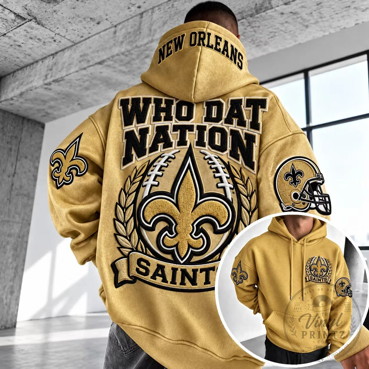 New Orleans Saints Who Dat Nation Football Team Gold Hoodie