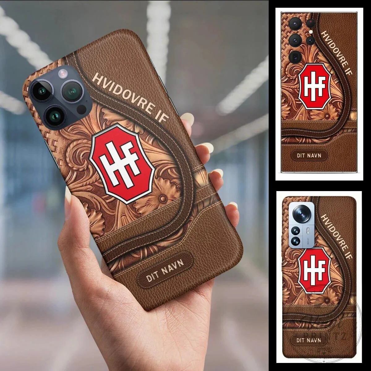 Hvidovre IF Football Club Leather Texture Phone Case