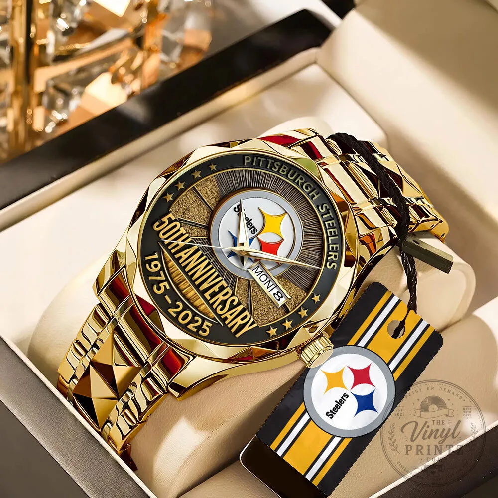 Pittsburgh Steelers 50th Anniversary 1975-2025 Gold Tone Watch