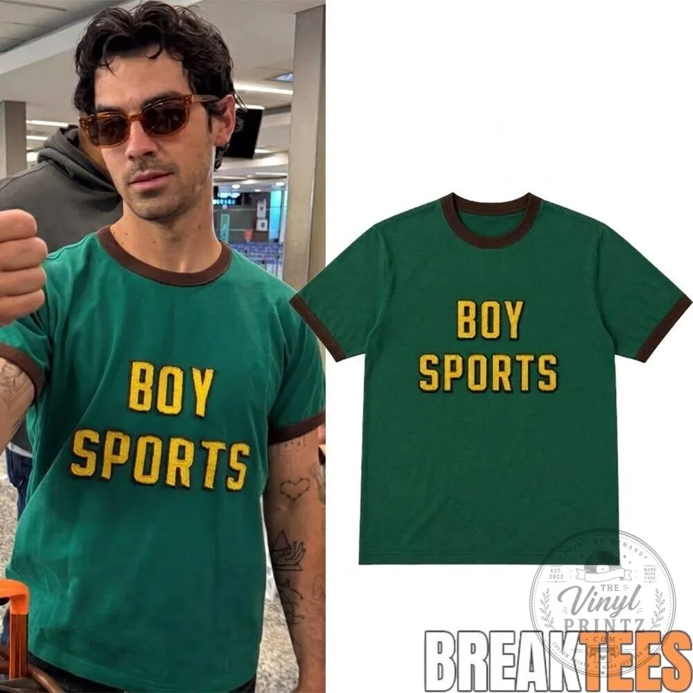 Joe Jonas Boy Sports Green Ringer T-Shirt