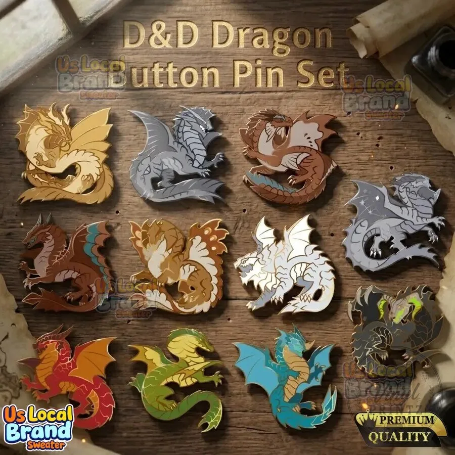 Dungeons and Dragons Chromatic Dragon Enamel Pin Set