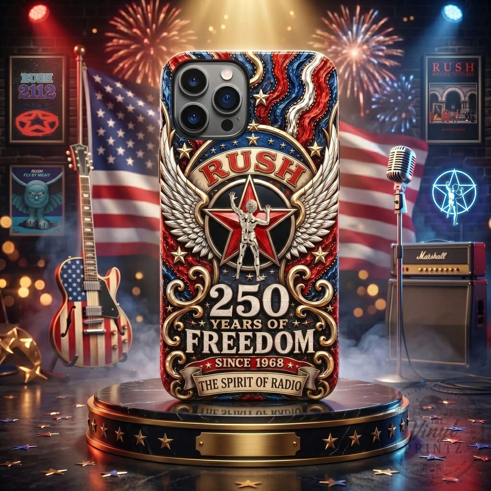 Rush Band 250 Years of Freedom Patriotic American Flag Phone Case