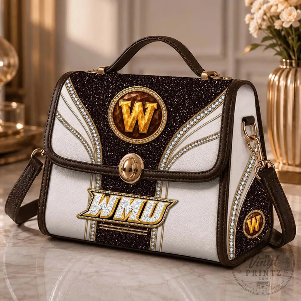 Western Michigan Broncos NCAA Diamond Embellished Women's Handbag Western Michigan Broncos NCAA Diamond Embellished Women's Handbag