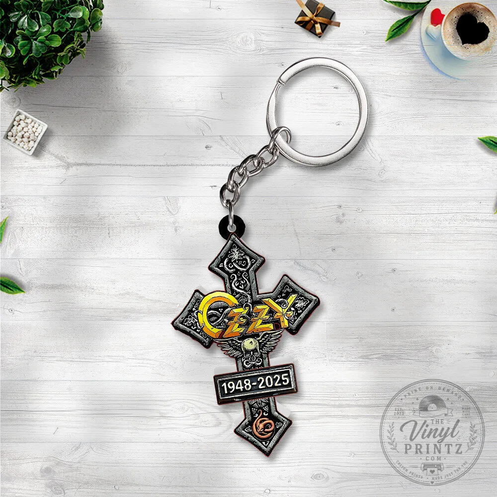 Ozzy Osbourne The Ultimate Sin Album Art Cross Keychain