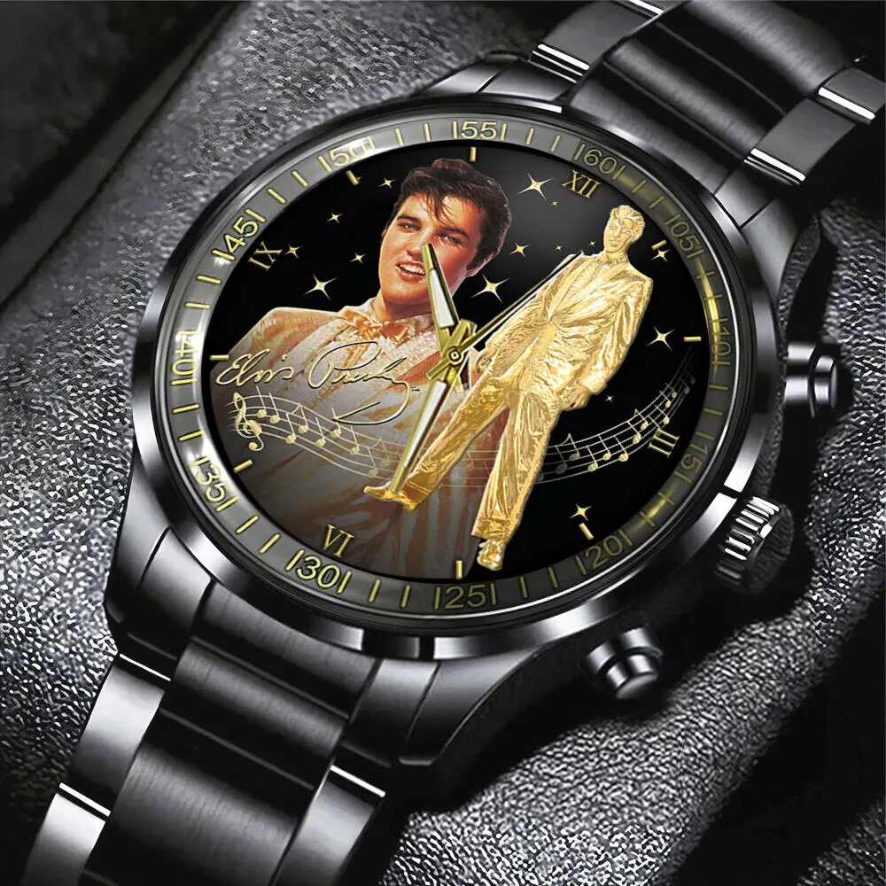 Stainless Steel Watch with Gold Tone, Inspired by Elvis Presley