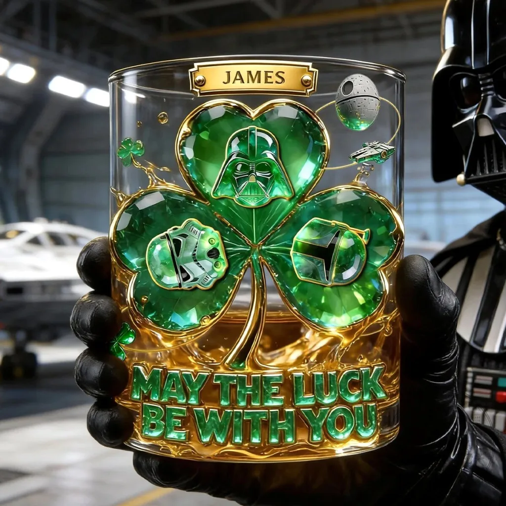 Star Wars May The Luck Be With You St Patrick's Day Drinking Glass Star Wars May The Luck Be With You St Patrick's Day Drinking Glass