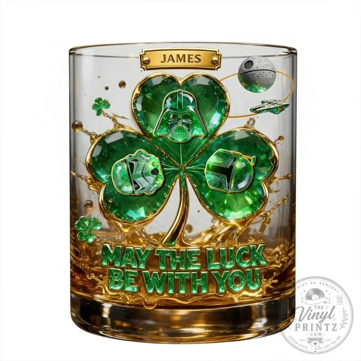 Star Wars May The Luck Be With You St Patrick's Day Drinking Glass 11 Star Wars May The Luck Be With You St Patrick