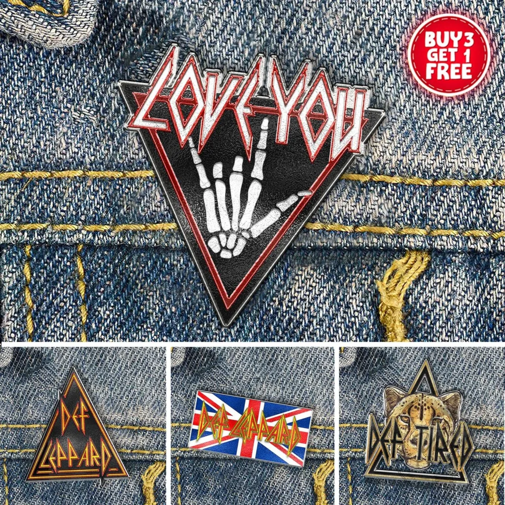 Def Leppard Love You Rock Hand Skeleton Enamel Pin Def Leppard Love You Rock Hand Skeleton Enamel Pin