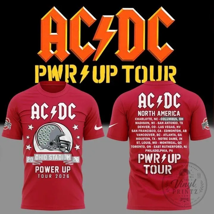 2026 Concert T-Shirt for AC/DC Power Up Tour - Ohio State Football Design