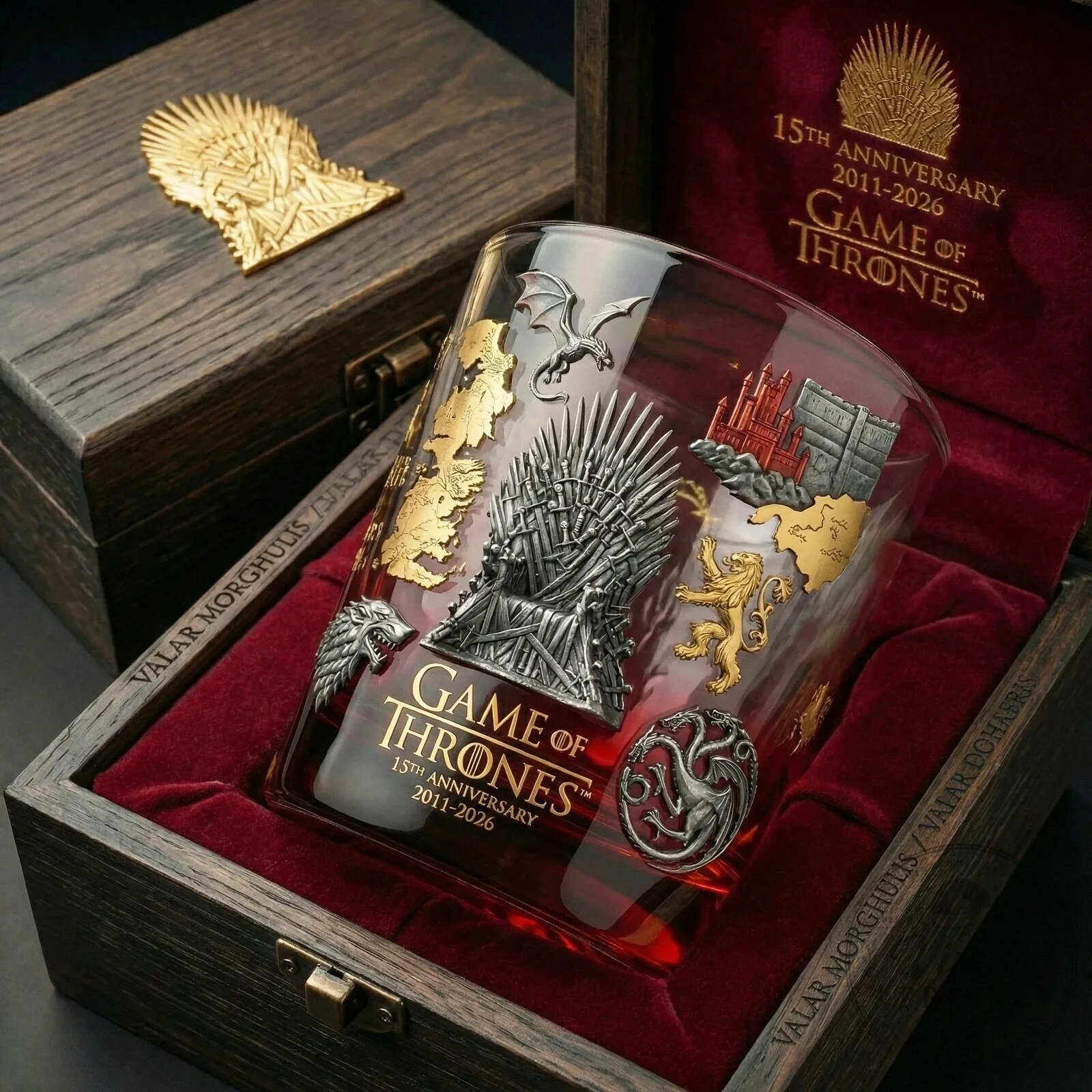 Game of Thrones 15th Anniversary Valar Morghulis Valar Dohaeris Drinking Glass 5 Game of Thrones 15th Anniversary Valar Morghulis Valar Dohaeris Drinking Glass