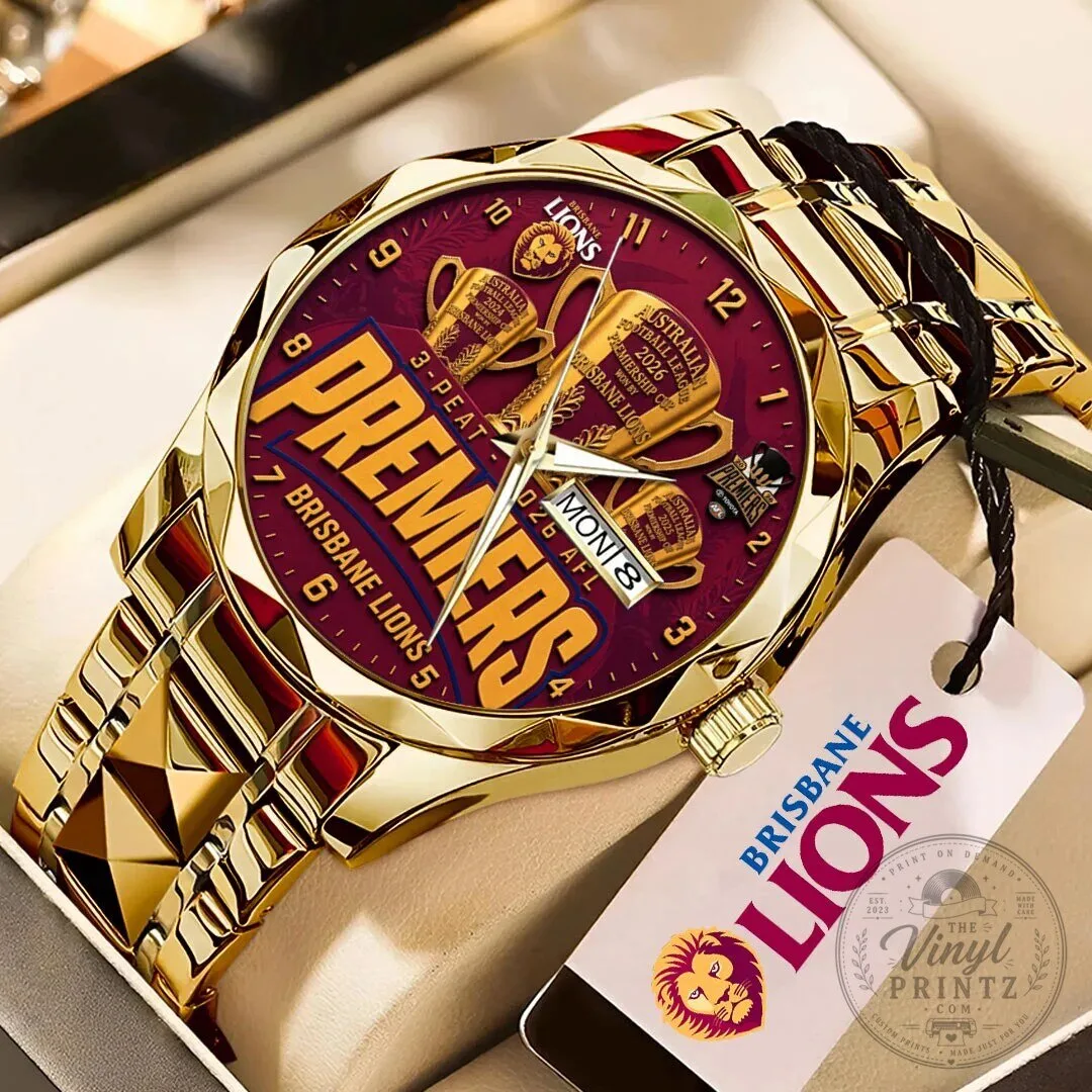 Brisbane Lions Australian Football League Premiers Gold Luxury Quartz Watch