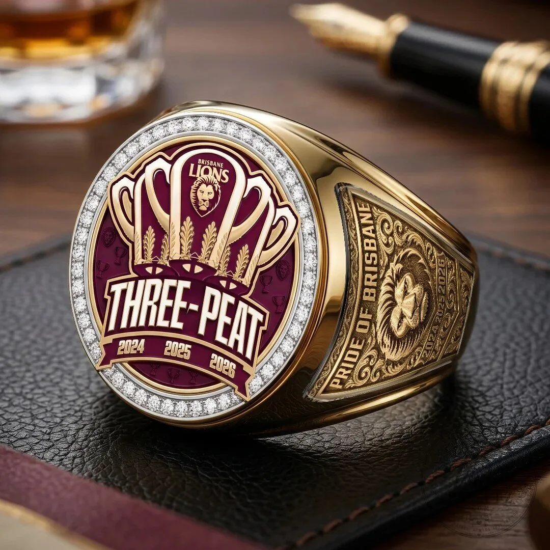 Brisbane Lions Three-Peat Premiers 2024-2026 Gold Championship Ring