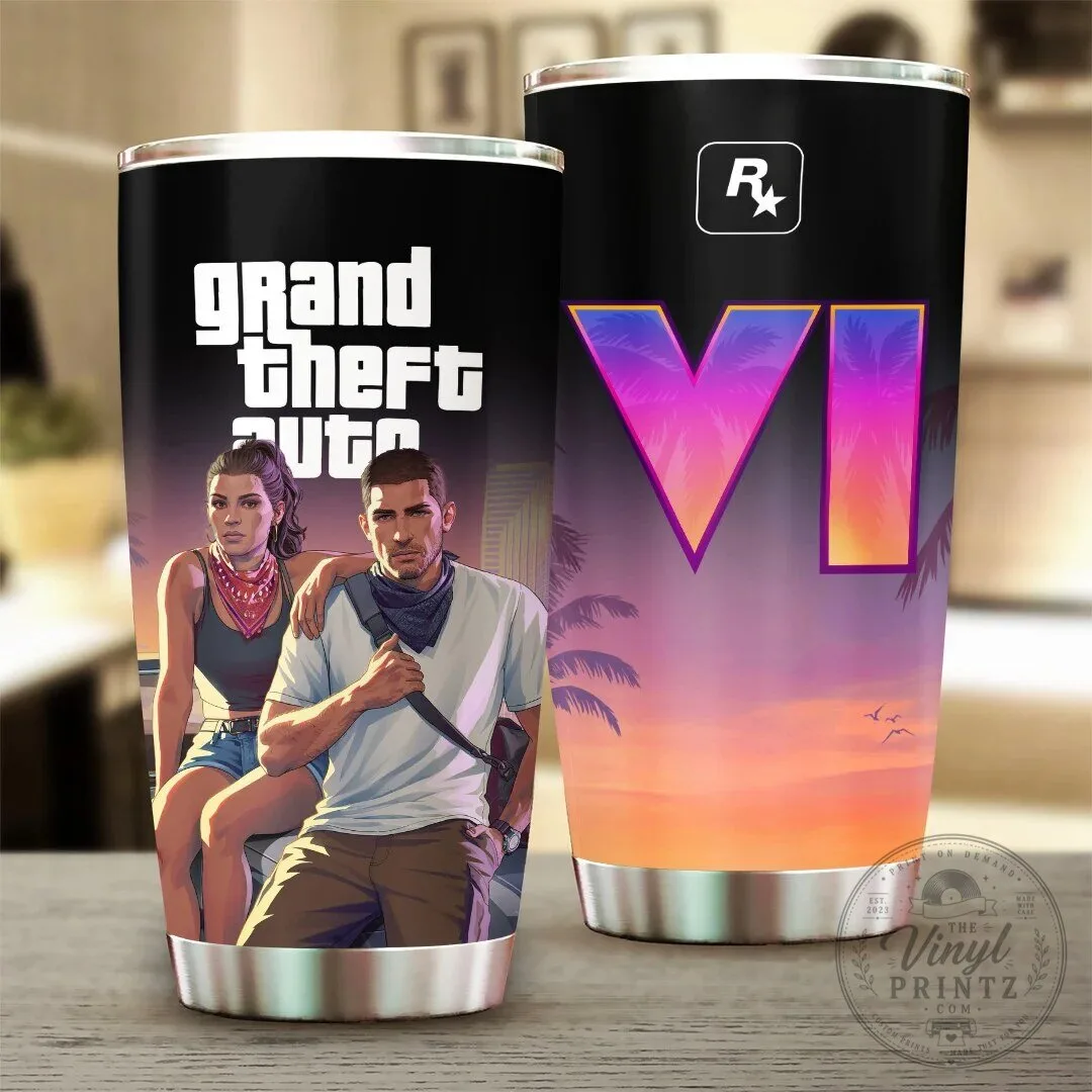 Grand Theft Auto VI Video Game Rockstar Logo Stainless Steel Tumbler