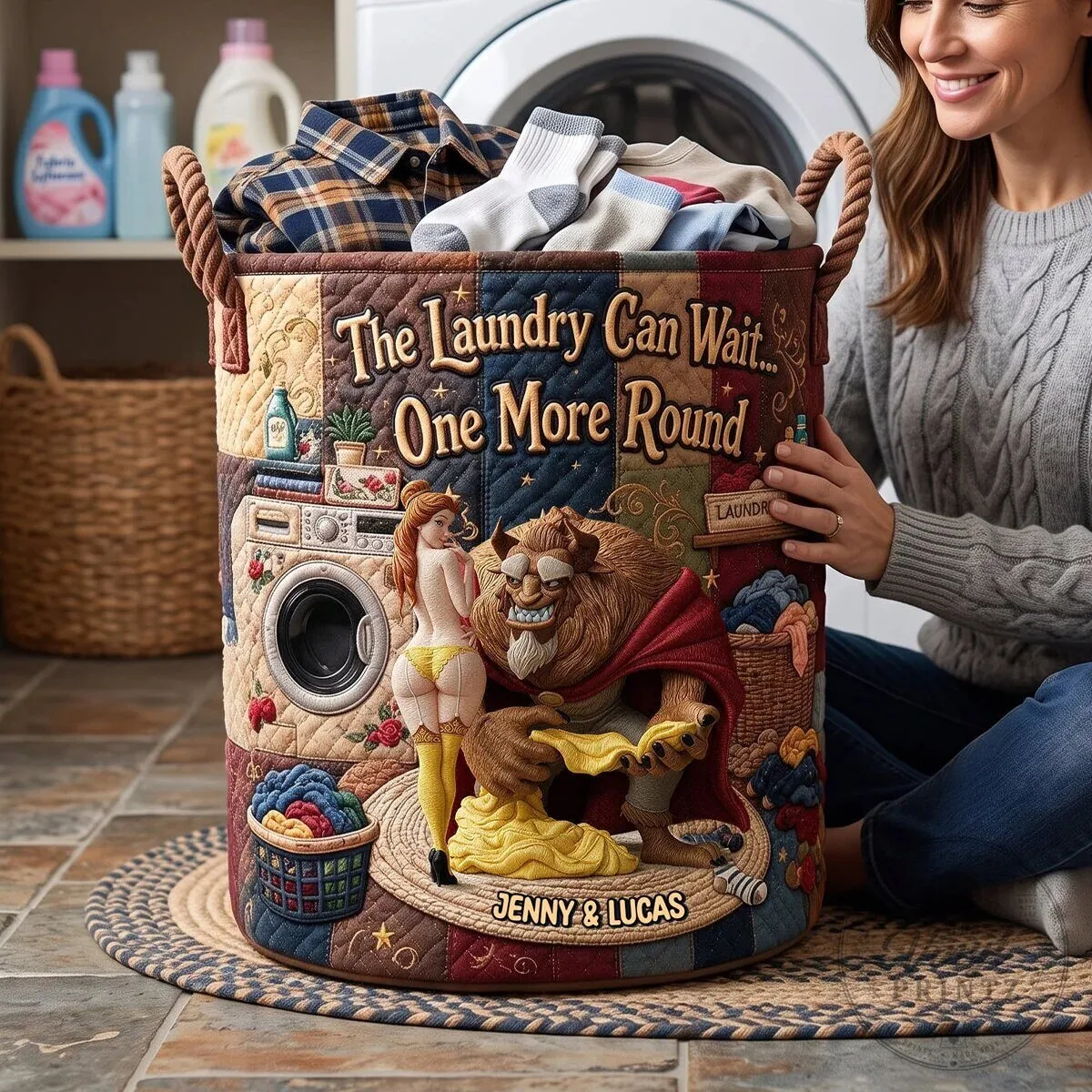 Beauty and the Beast Naughty Laundry Can Wait One More Round Personalized Laundry Basket 9 Beauty and the Beast Naughty Laundry Can Wait One More Round Personalized Laundry Basket