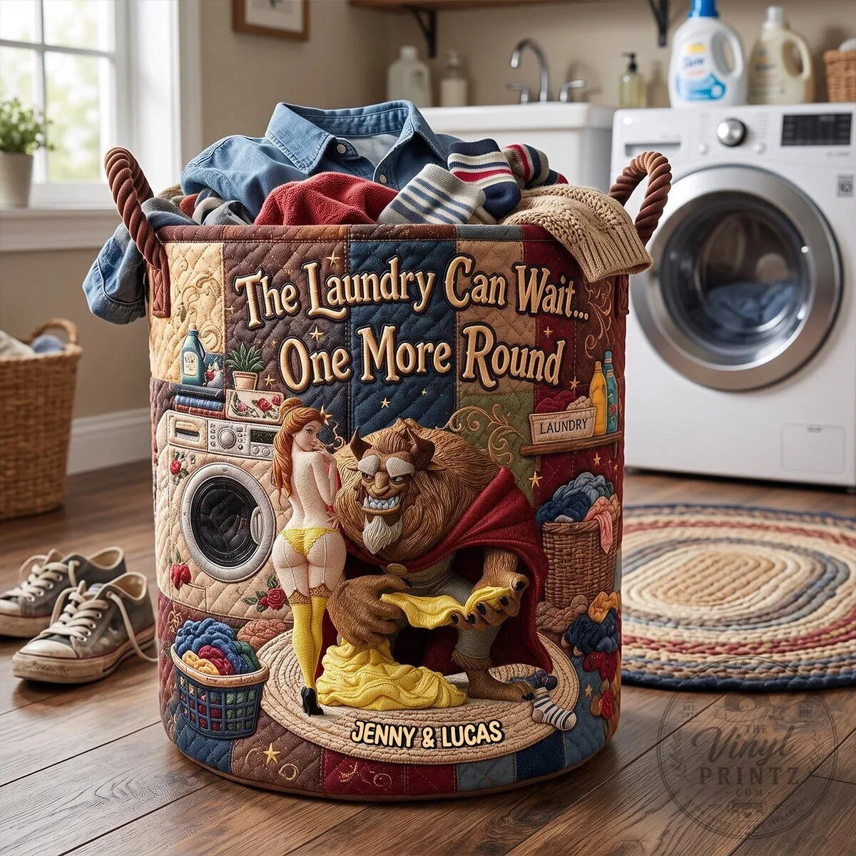 Beauty and the Beast Naughty Laundry Can Wait One More Round Personalized Laundry Basket 10 Beauty and the Beast Naughty Laundry Can Wait One More Round Personalized Laundry Basket