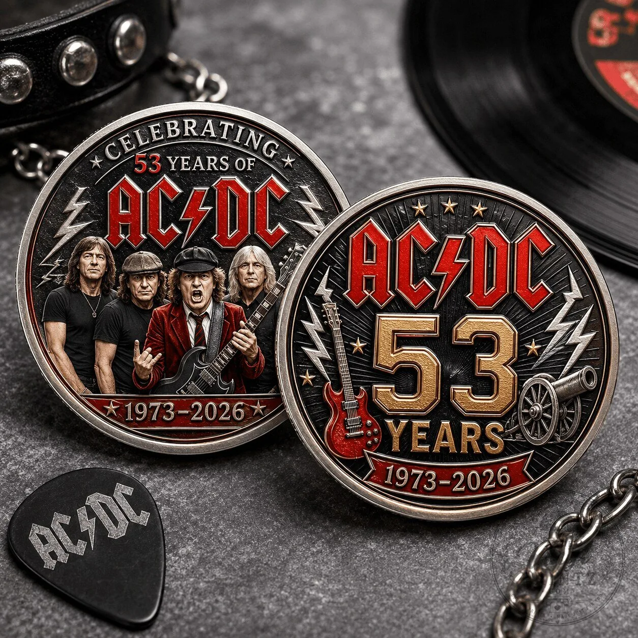 AC/DC 53rd Anniversary Commemorative Challenge Coin 1973-2026 Collectible Gift