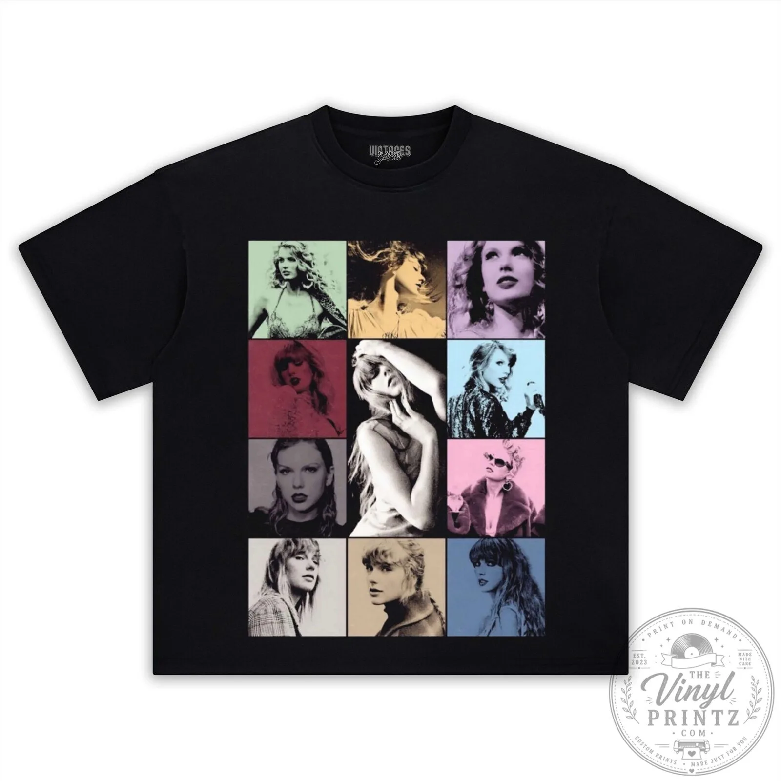 Taylor Swift Eras Tour Pop Art Style Black T-Shirt