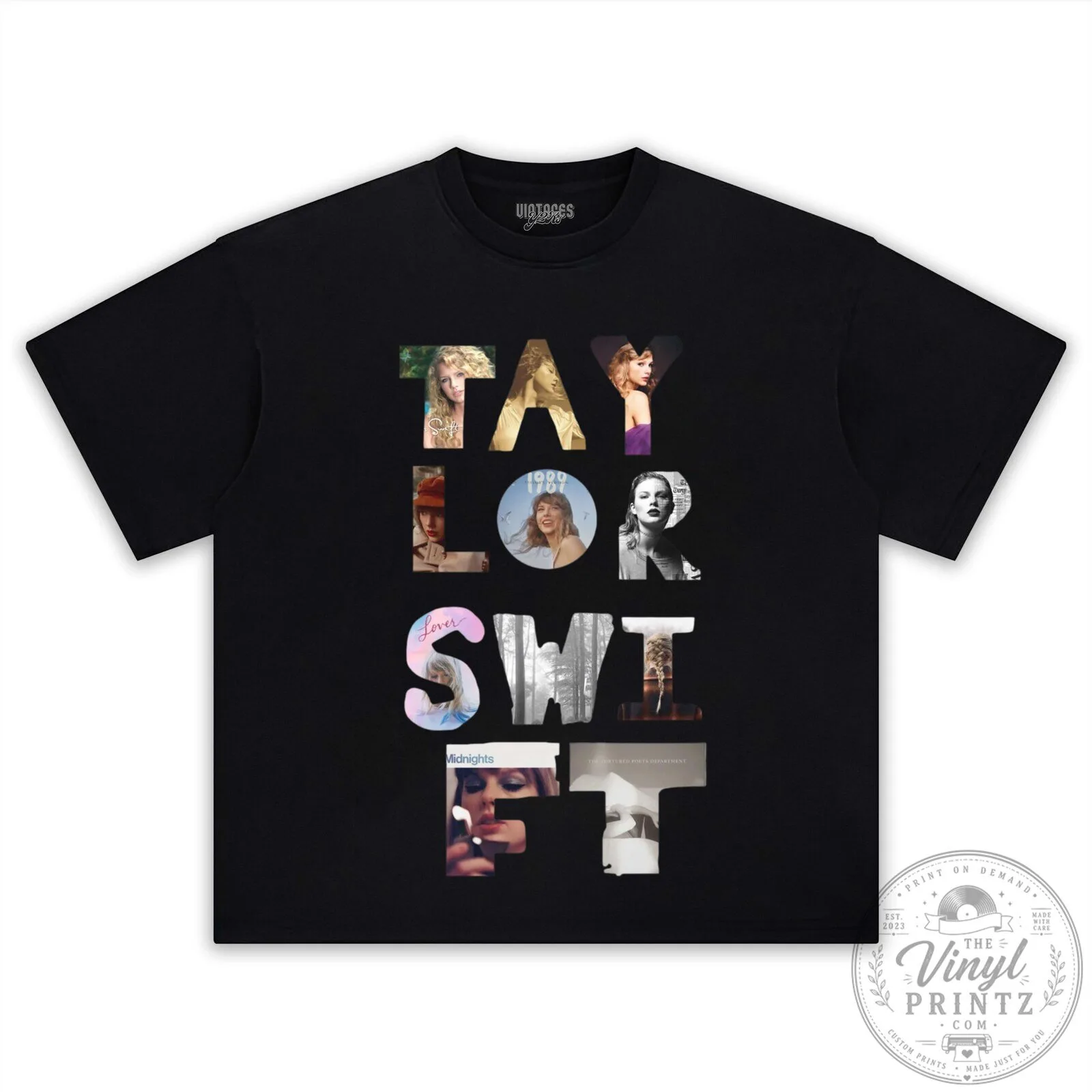 Taylor Swift Eras Tour Album Covers Black Graphic T-Shirt