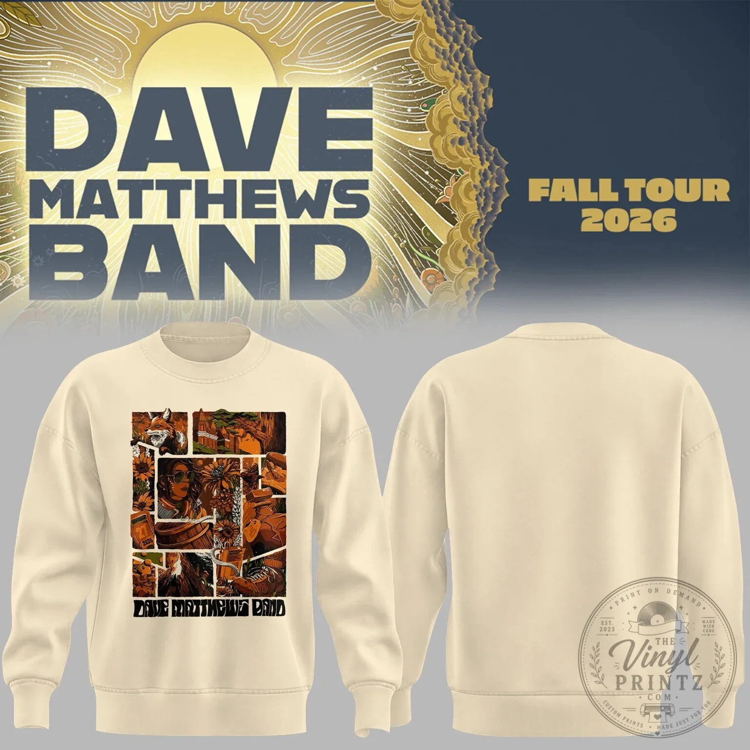 Dave Matthews Band Fall Tour 2026 Concert Graphic Crewneck Sweatshirt