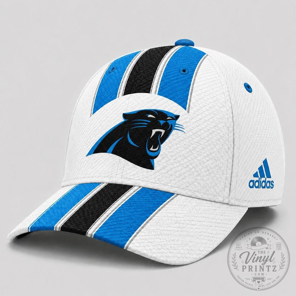 Carolina Panthers NFL Football Team Logo White Blue Striped Cap Hat