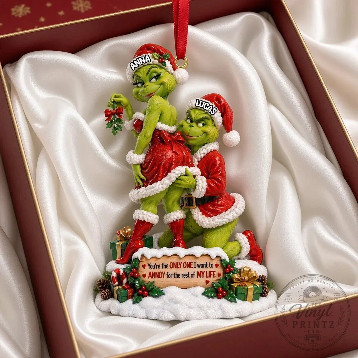 Personalized Ornament featuring Grinch and Cindy Lou Who for Christmas Couples
