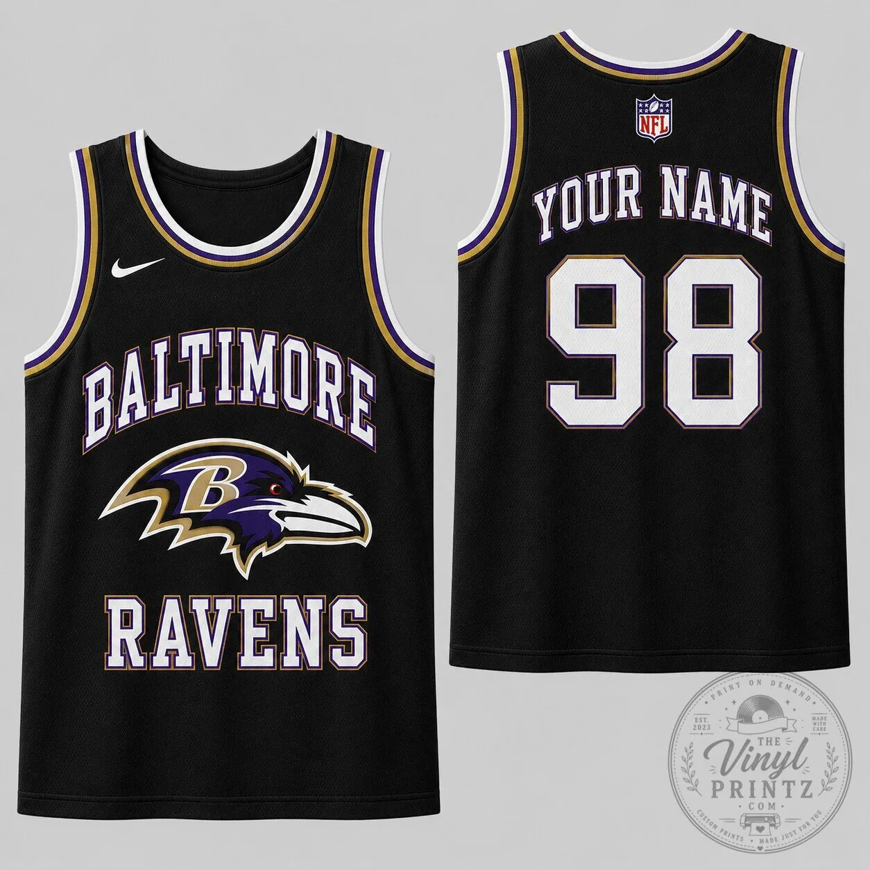 Baltimore Ravens Black Personalized Football Jersey
