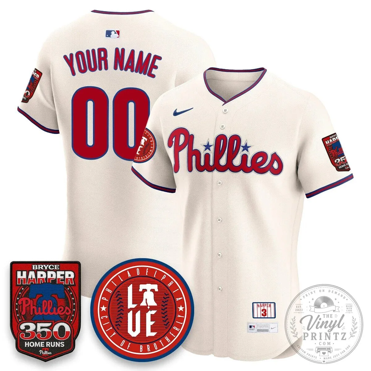 Philadelphia Phillies Jersey featuring Bryce Harper and 350 Home Runs Design 45 Philadelphia Phillies Jersey featuring Bryce Harper and 350 Home Runs Design
