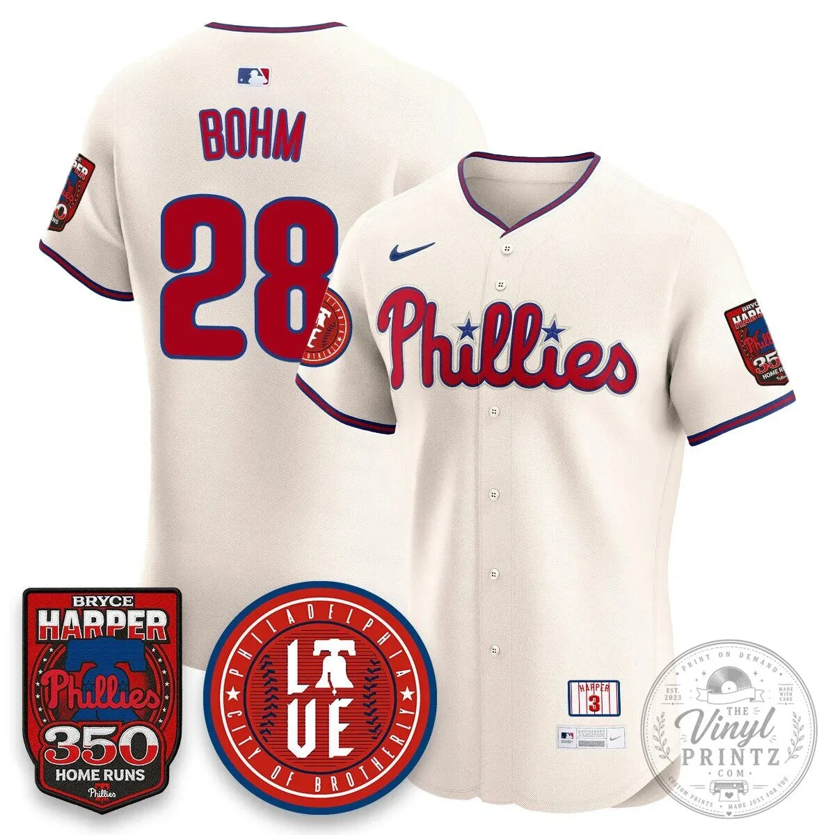 Philadelphia Phillies Jersey featuring Bryce Harper and 350 Home Runs Design 46 Philadelphia Phillies Jersey featuring Bryce Harper and 350 Home Runs Design
