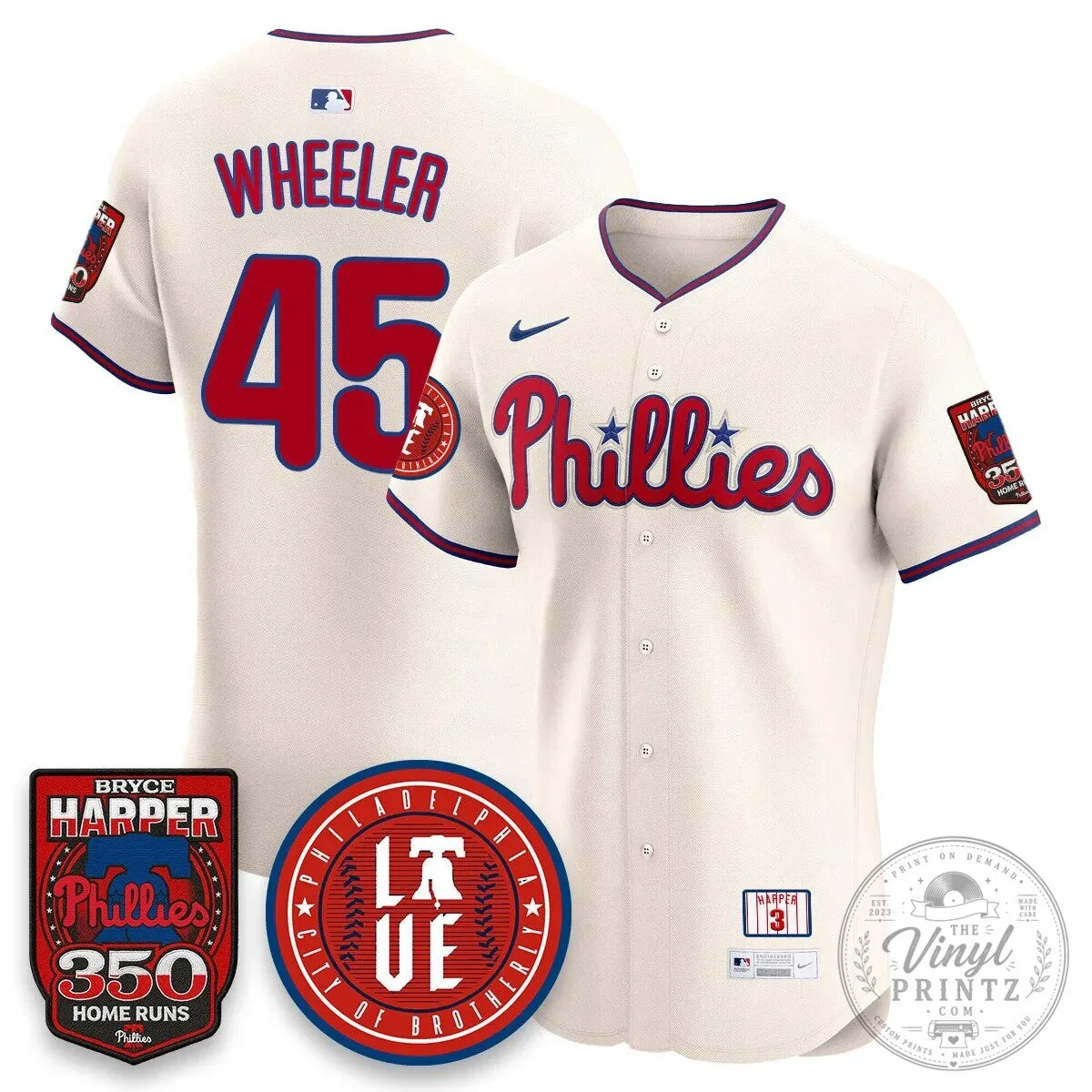 Philadelphia Phillies Jersey featuring Bryce Harper and 350 Home Runs Design 48 Philadelphia Phillies Jersey featuring Bryce Harper and 350 Home Runs Design