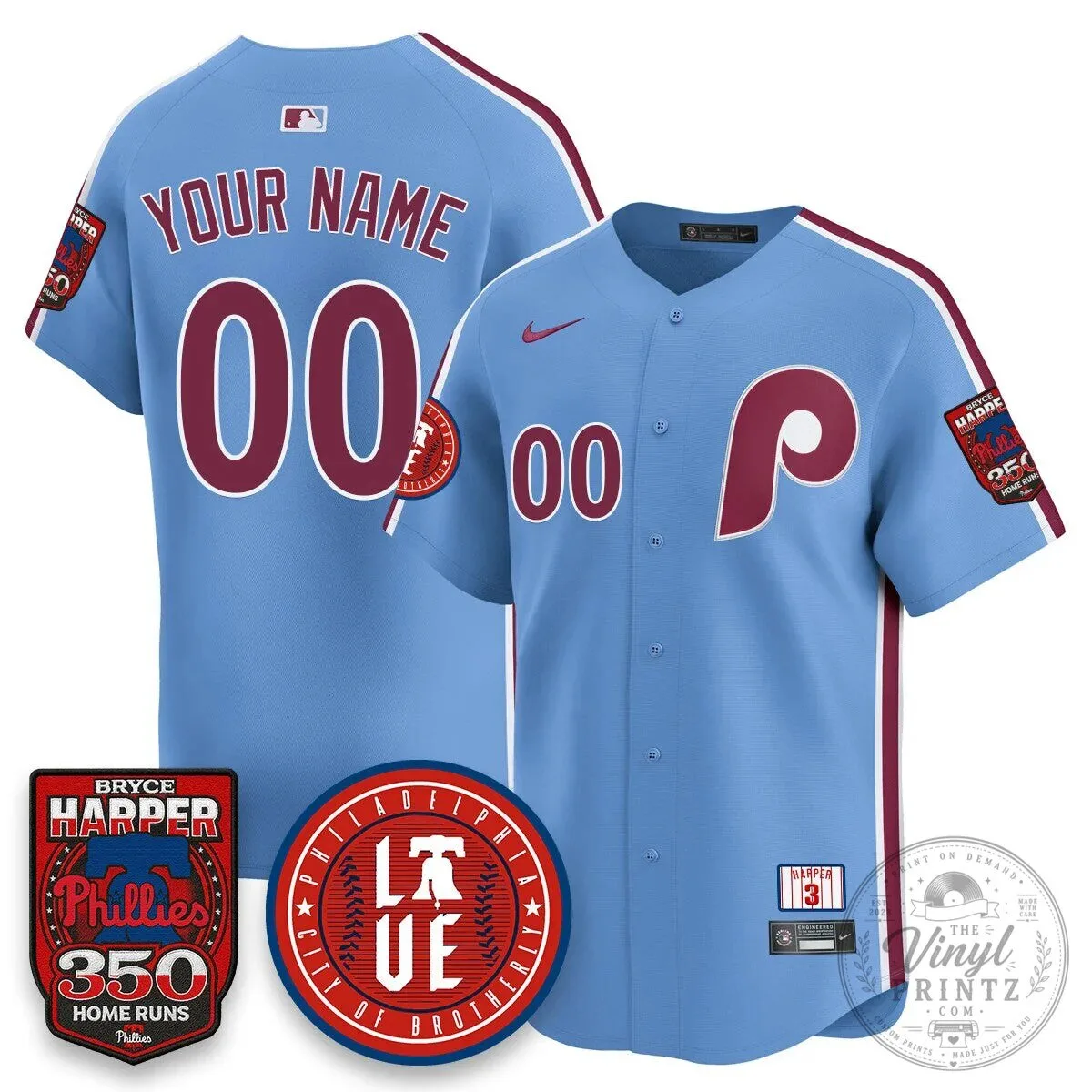 Philadelphia Phillies Jersey featuring Bryce Harper and 350 Home Runs Design 49 Philadelphia Phillies Jersey featuring Bryce Harper and 350 Home Runs Design