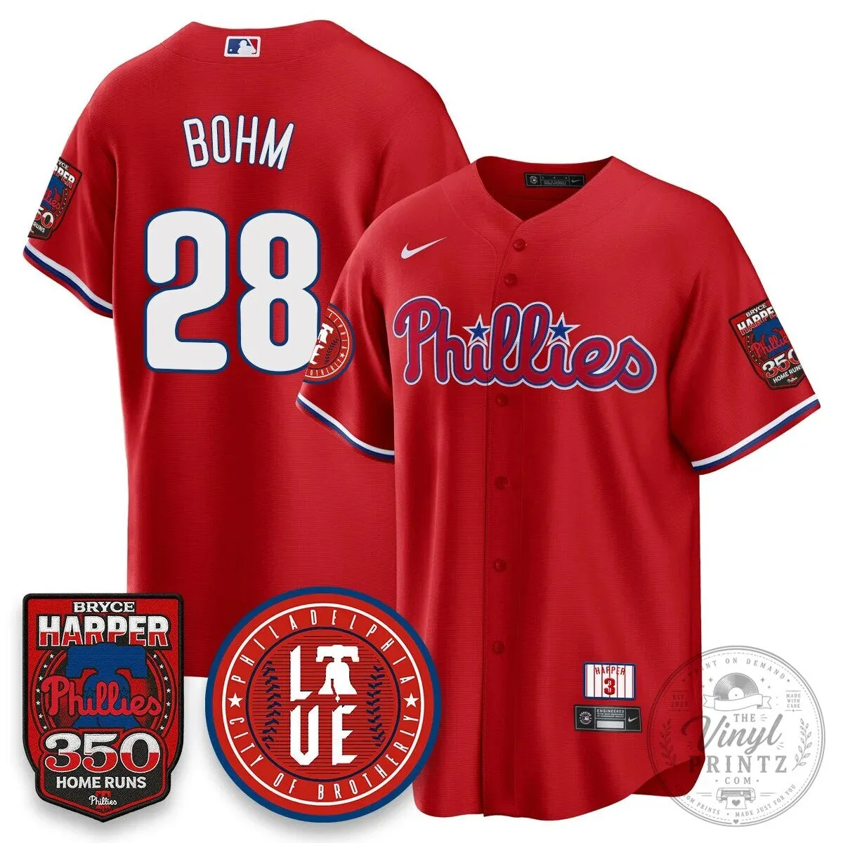 Philadelphia Phillies Jersey featuring Bryce Harper and 350 Home Runs Design 50 Philadelphia Phillies Jersey featuring Bryce Harper and 350 Home Runs Design