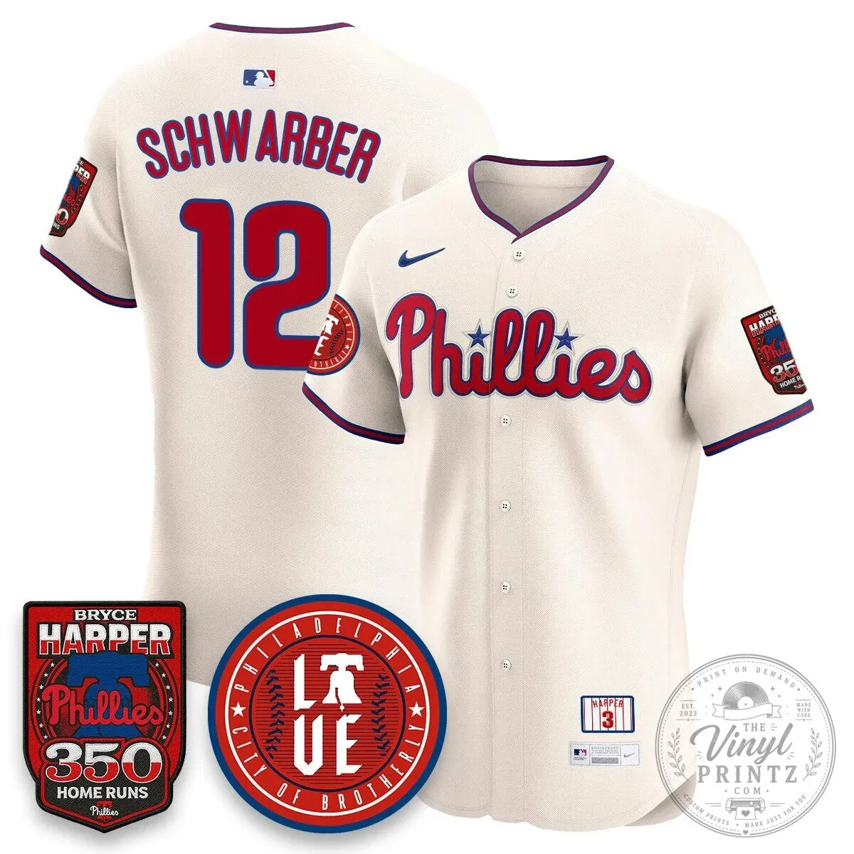 Philadelphia Phillies Jersey featuring Bryce Harper and 350 Home Runs Design 56 Philadelphia Phillies Jersey featuring Bryce Harper and 350 Home Runs Design