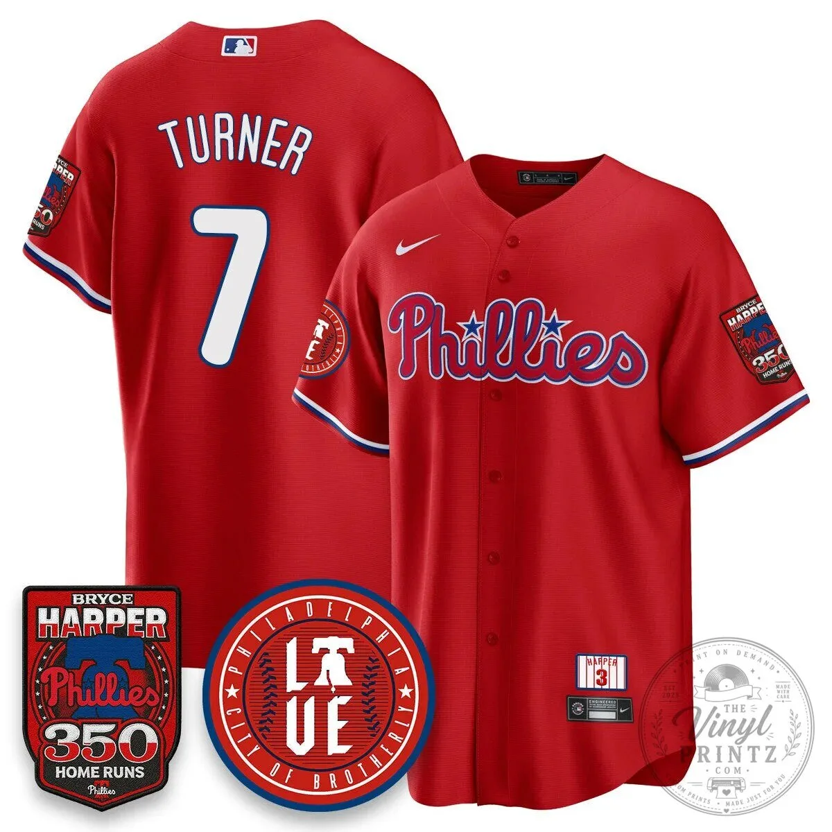 Philadelphia Phillies Jersey featuring Bryce Harper and 350 Home Runs Design 58 Philadelphia Phillies Jersey featuring Bryce Harper and 350 Home Runs Design