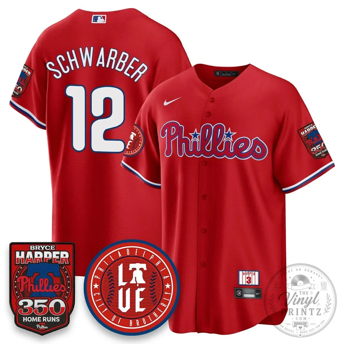 Philadelphia Phillies Jersey featuring Bryce Harper and 350 Home Runs Design 61 Philadelphia Phillies Jersey featuring Bryce Harper and 350 Home Runs Design