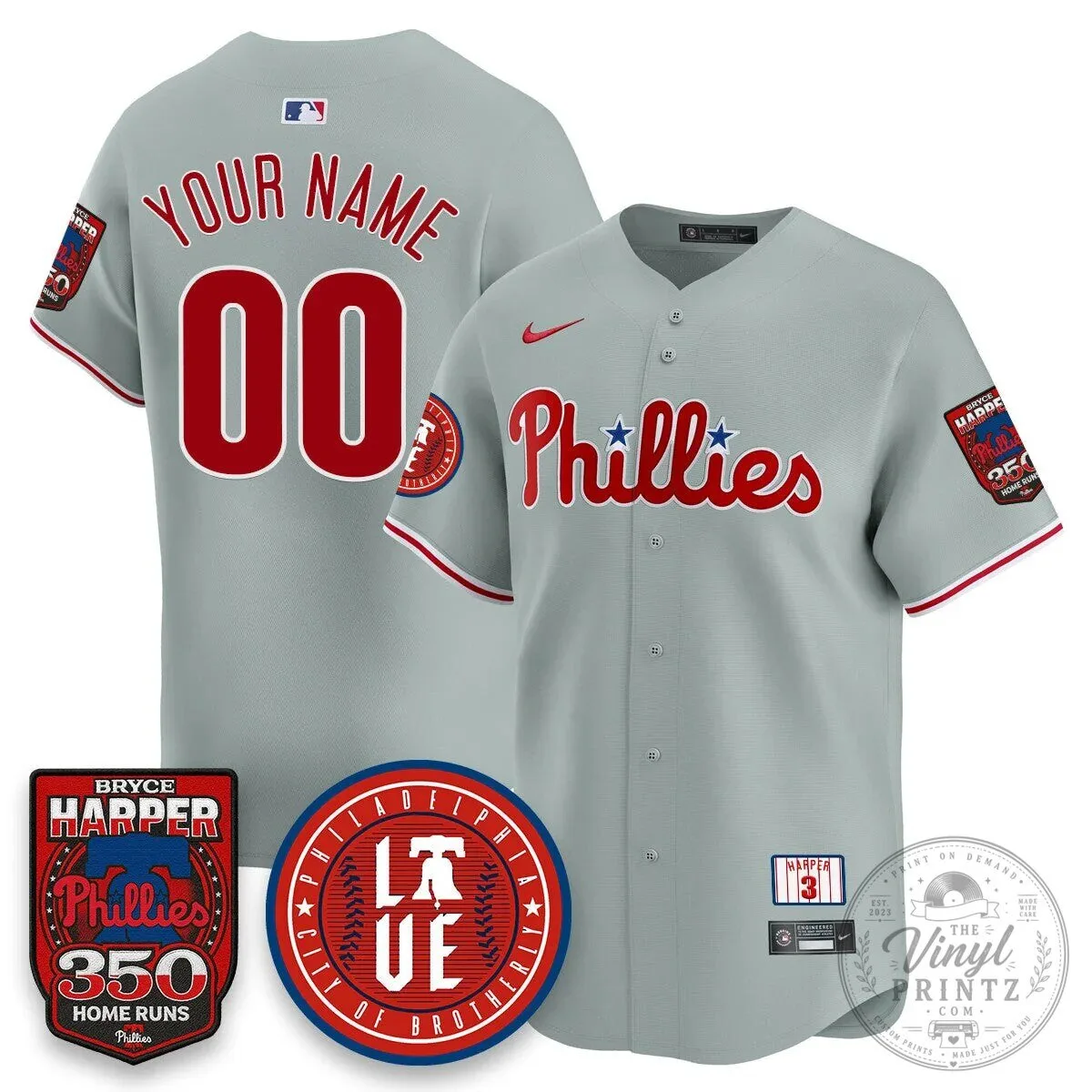 Philadelphia Phillies Jersey featuring Bryce Harper and 350 Home Runs Design 62 Philadelphia Phillies Jersey featuring Bryce Harper and 350 Home Runs Design