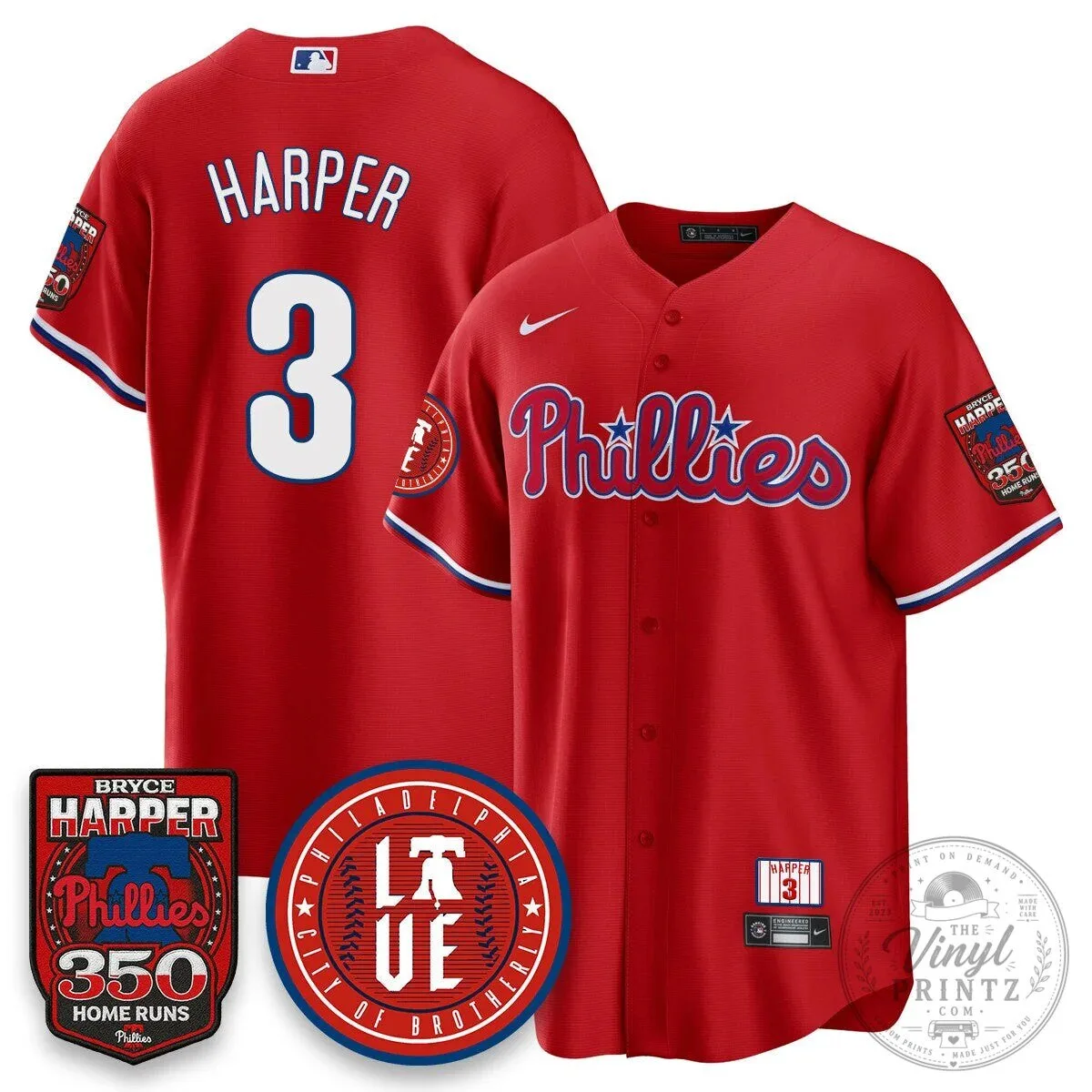 Philadelphia Phillies Jersey featuring Bryce Harper and 350 Home Runs Design 63 Philadelphia Phillies Jersey featuring Bryce Harper and 350 Home Runs Design