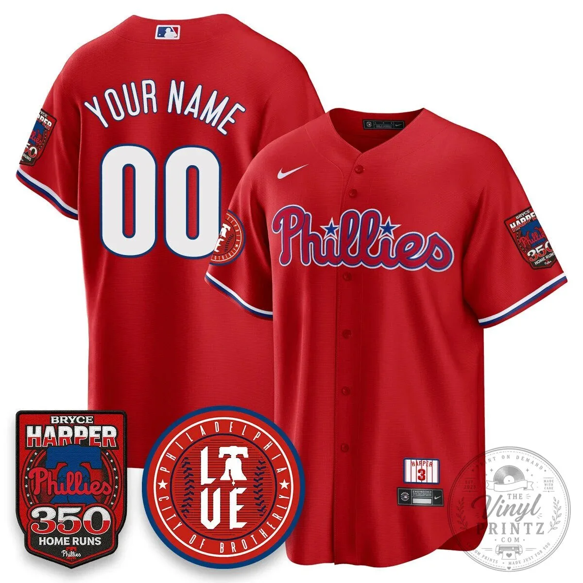 Philadelphia Phillies Jersey featuring Bryce Harper and 350 Home Runs Design 67 Philadelphia Phillies Jersey featuring Bryce Harper and 350 Home Runs Design