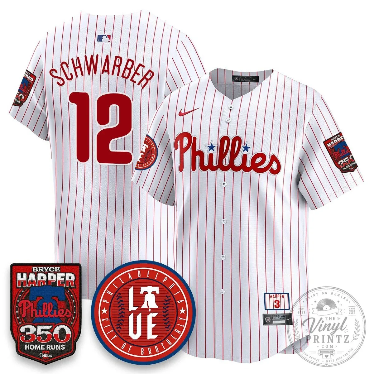 Philadelphia Phillies Jersey featuring Bryce Harper and 350 Home Runs Design 73 Philadelphia Phillies Jersey featuring Bryce Harper and 350 Home Runs Design