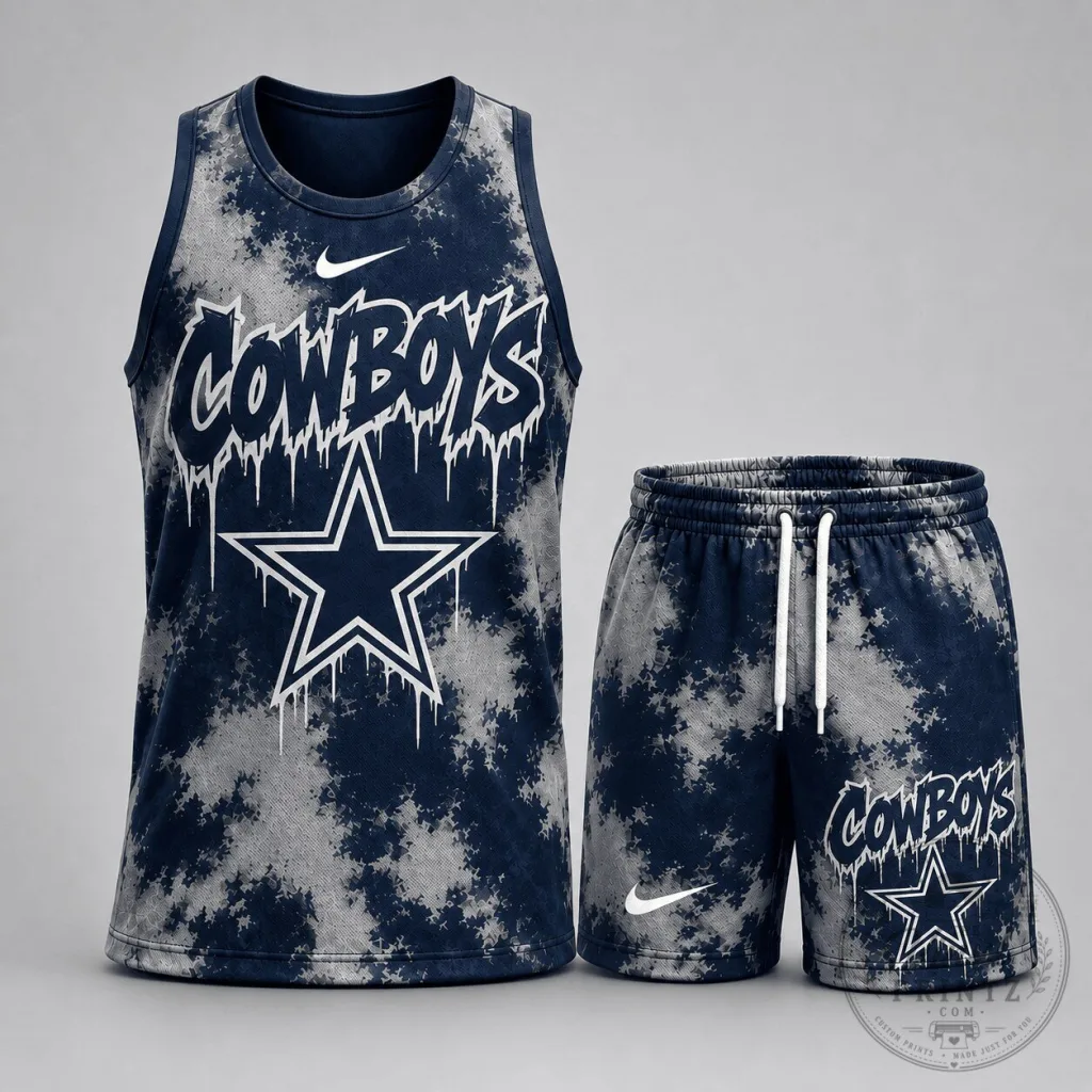 Two-Piece Set of Tank Top and Shorts with Urban Splash Dye for Dallas Cowboys Fans Two-Piece Set of Tank Top and Shorts with Urban Splash Dye for Dallas Cowboys Fans
