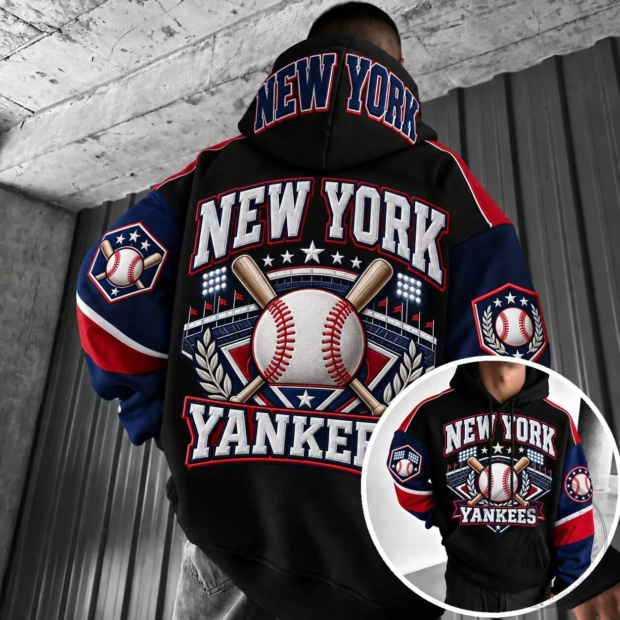 New York Yankees Baseball Stadium Design Adult Pullover Hoodie 1 New York Yankees Baseball Stadium Design Adult Pullover Hoodie