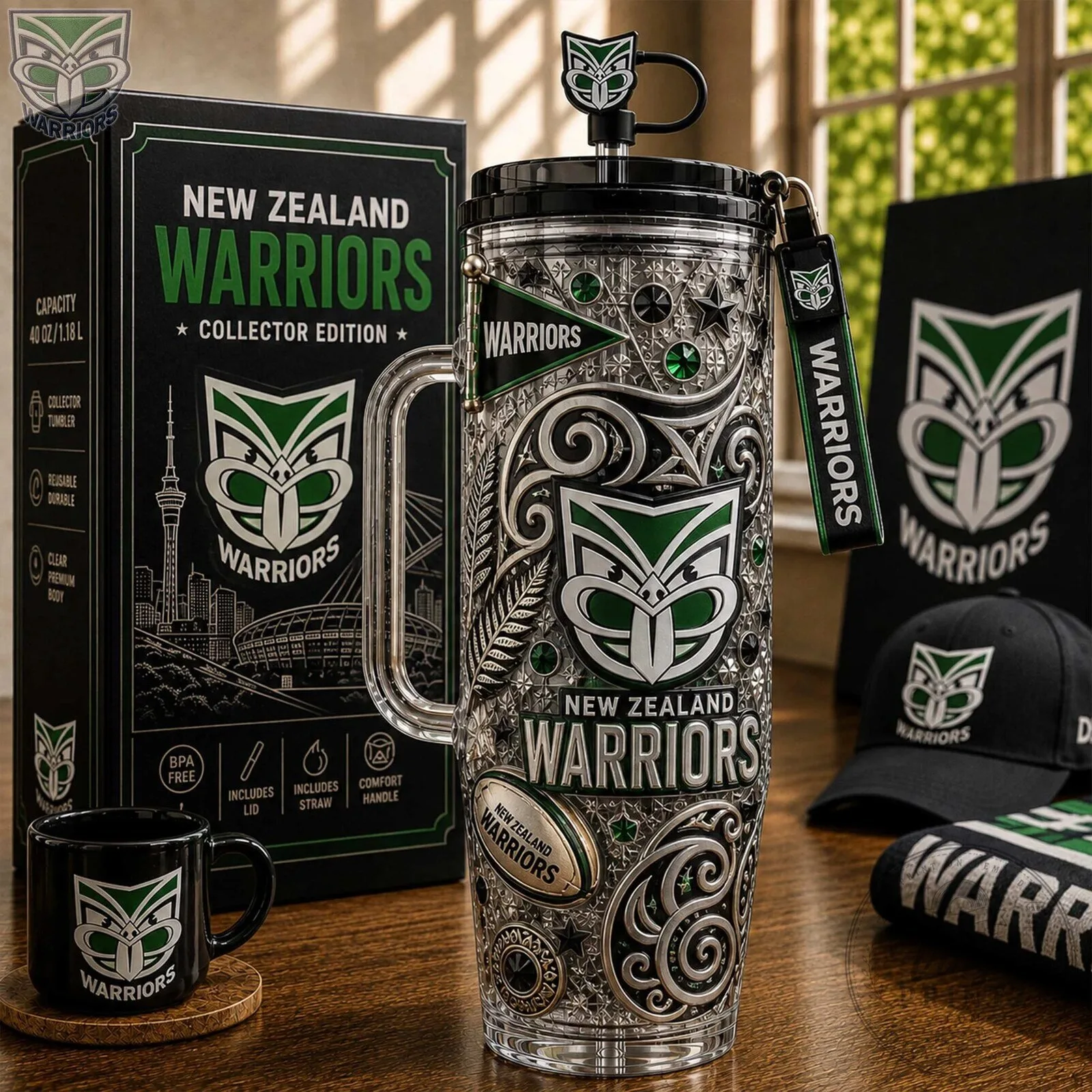 New Zealand Warriors Rugby League Football Team Insulated Handle Tumbler