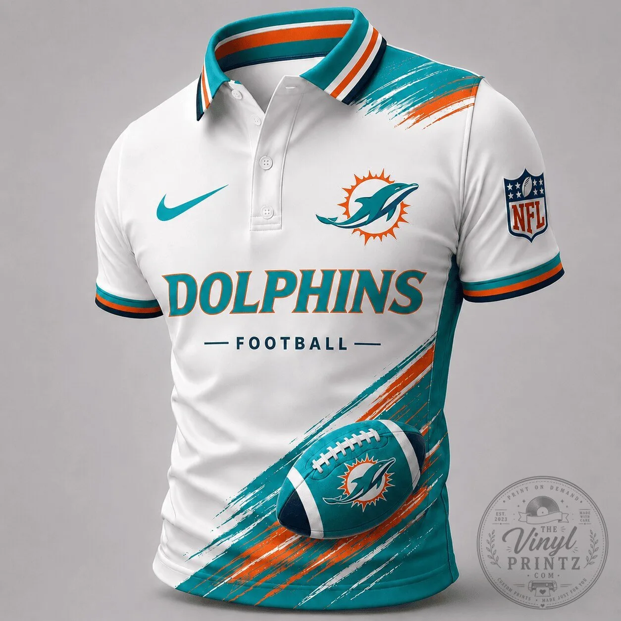 Dynamic Gridiron Style Polo Shirt for Miami Dolphins Fans in the NFL 1 Dynamic Gridiron Style Polo Shirt for Miami Dolphins Fans in the NFL