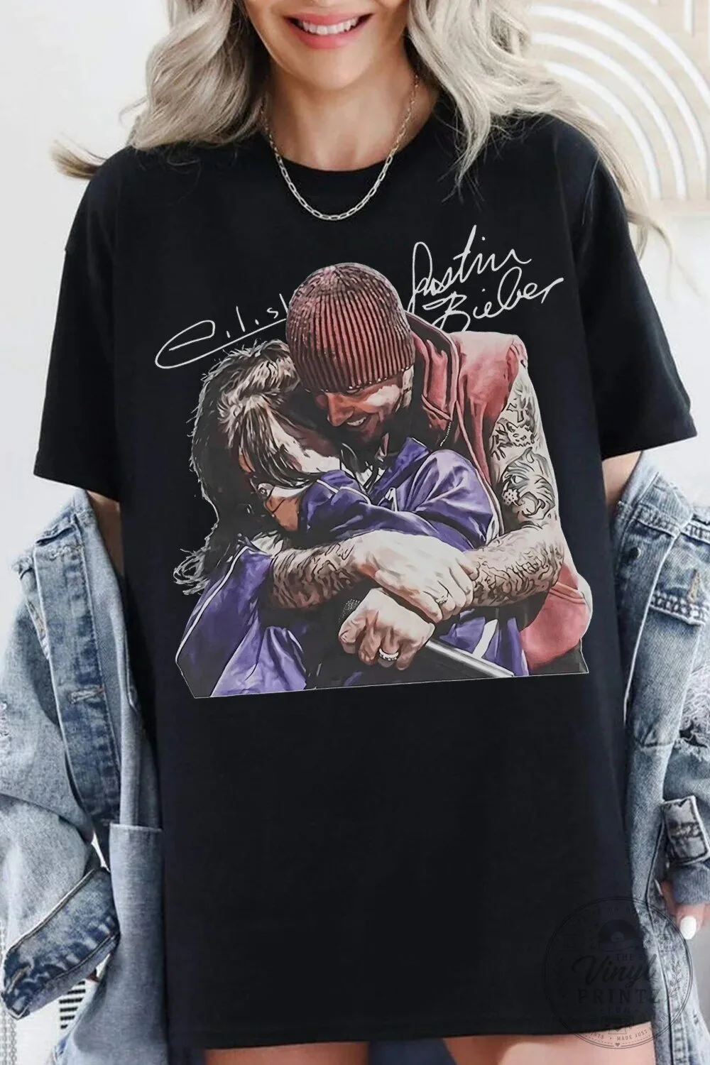 Justin Bieber and Billie Eilish Hugging Graphic T-Shirt