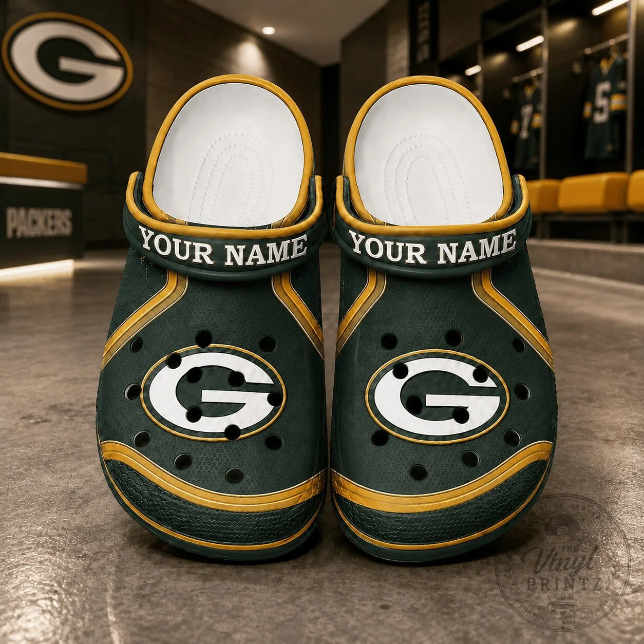 Green Bay Packers Personalized Football Team Fan Clogs Shoes