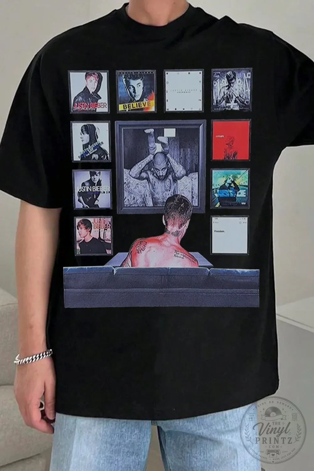 Justin Bieber Shirt Album Covers Black Graphic T-Shirt