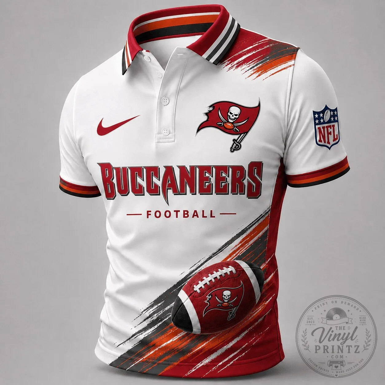 Tampa Bay Buccaneers Football Team Dynamic Gridiron Style Polo Shirt