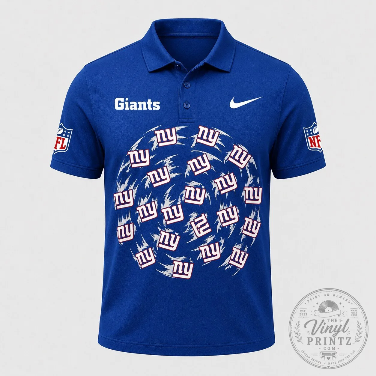 New York Giants NFL Football Team Logo Pattern Athletic Polo Shirt